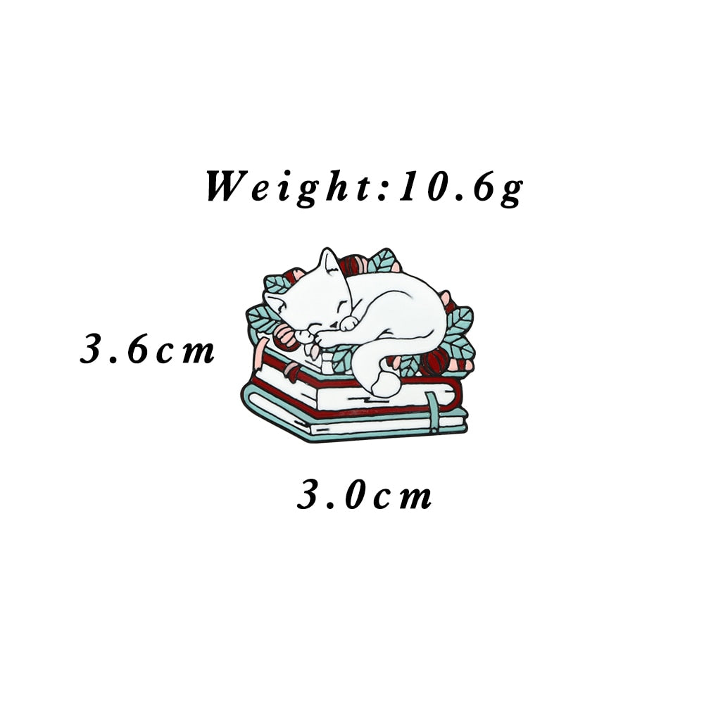 Cat Reading Book Enamel Pin