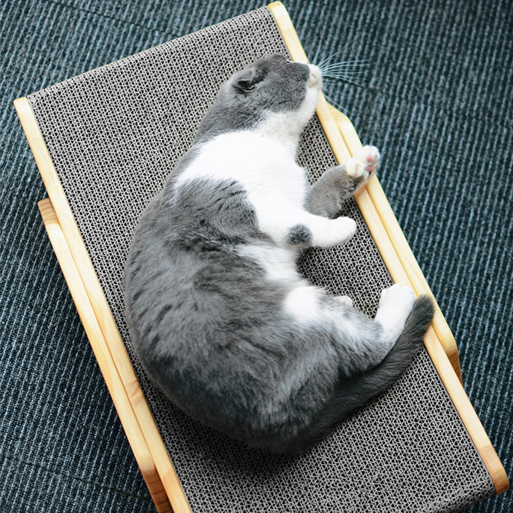 Wooden Cat Scratcher Scraper Detachable Lounge Bed
