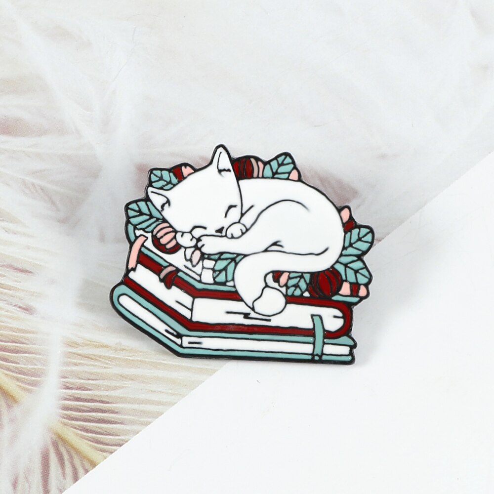 Cat Reading Book Enamel Pin