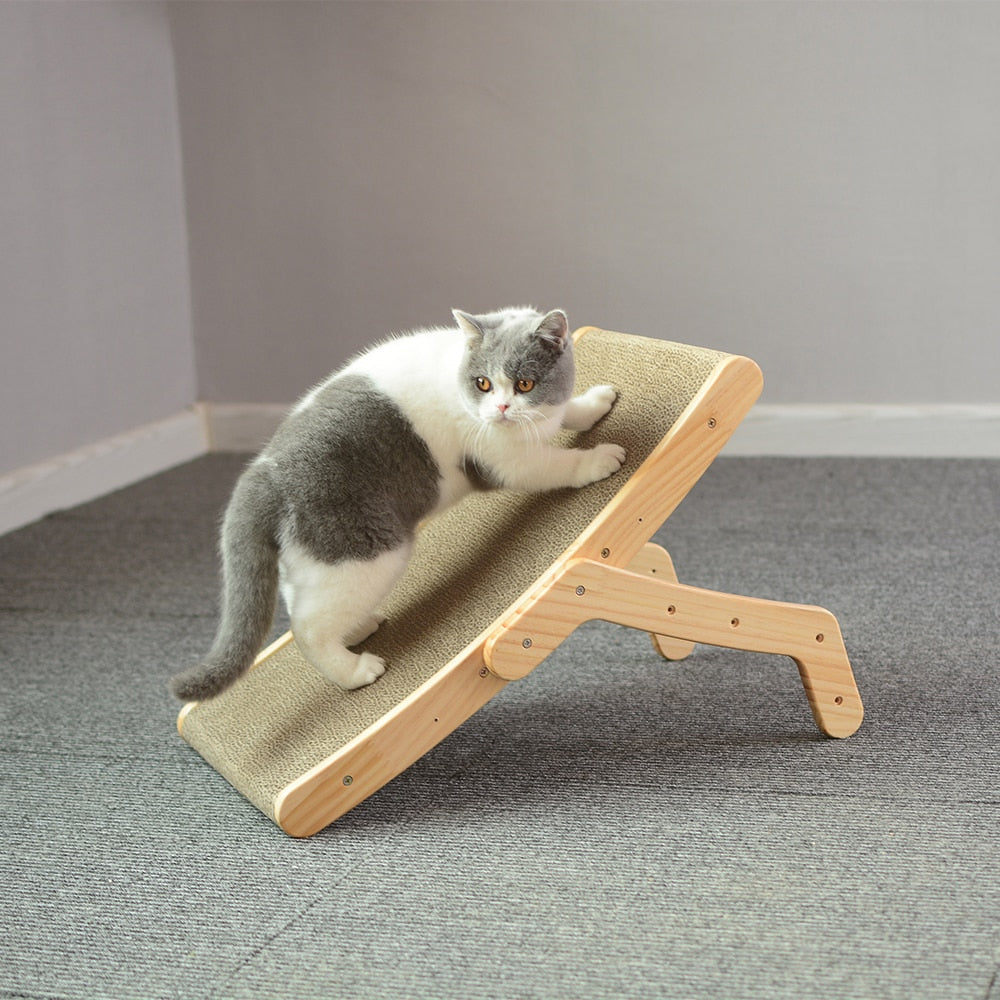 Wooden Cat Scratcher Scraper Detachable Lounge Bed