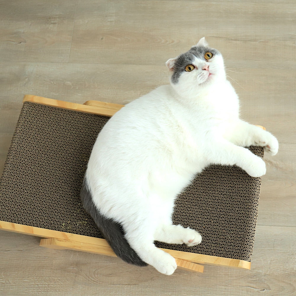 Wooden Cat Scratcher Scraper Detachable Lounge Bed