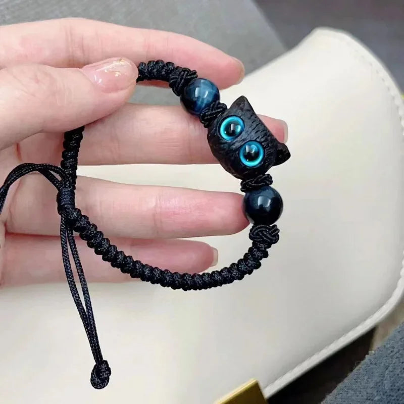 Adjustable Braided Big Eyes Cat Bracelet